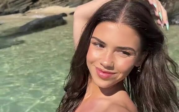 Leah Halton nude showing off her big breasts on the beach onlyfans trending